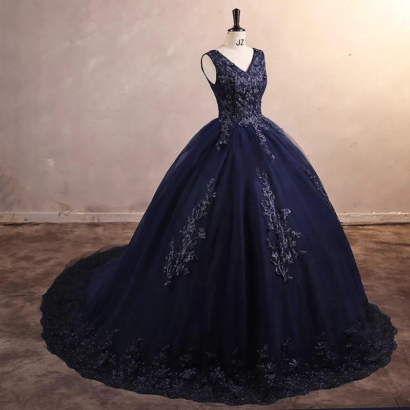 Sonhar Vestidos nowa nowoczesna sukienka na imprezę ciemna niebieskie sukienki Quinceanera klasyczna suknia balowa prawdziwe zdjęcie suknia wieczorowa niestandardowy kolor