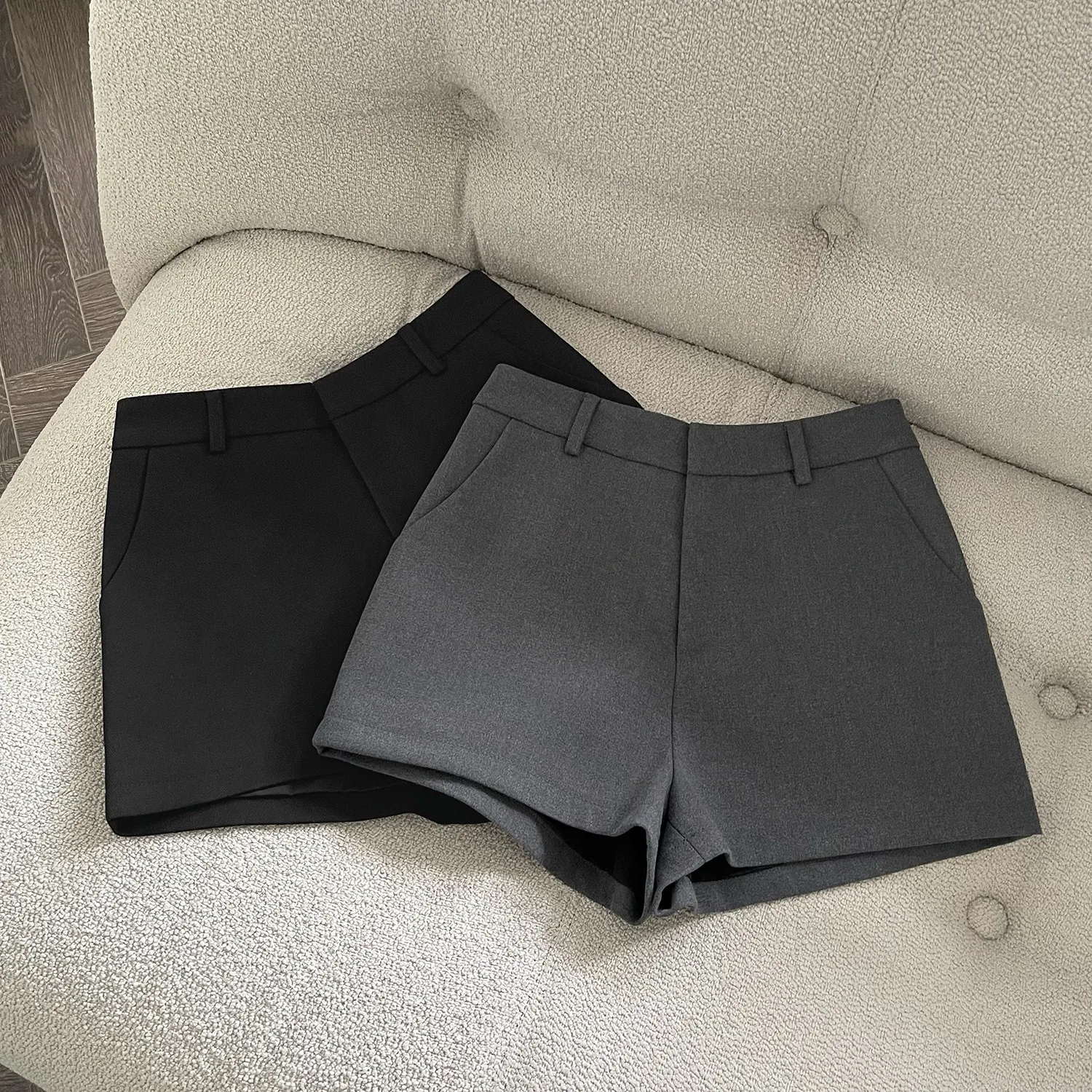 Pantalones cortos de pierna ancha para mujer, elegantes, lisos, a la moda, novedad de verano 2021, pantalones coreanos de cintura alta, trajes informales de oficina para ir al trabajo