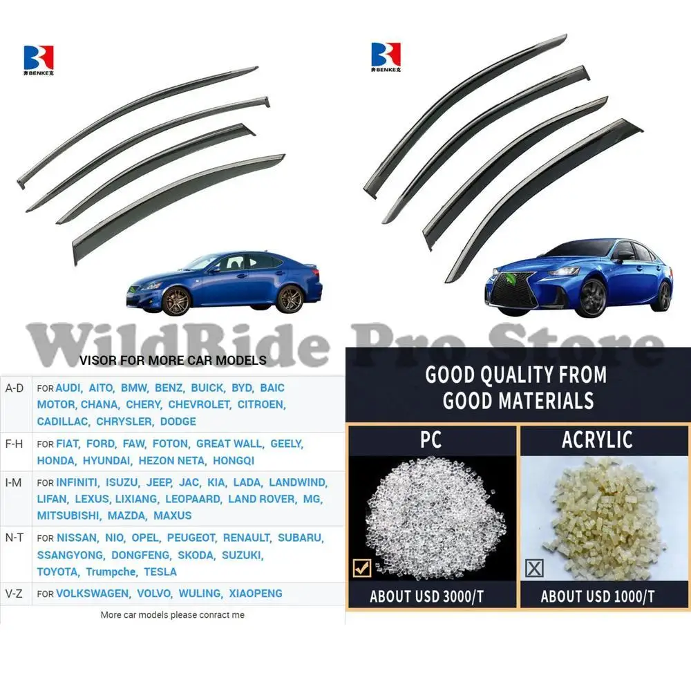 

1 set For LEXUS IS200 2006-2018 Injection Deflector PC Auto Car Door Window Visor