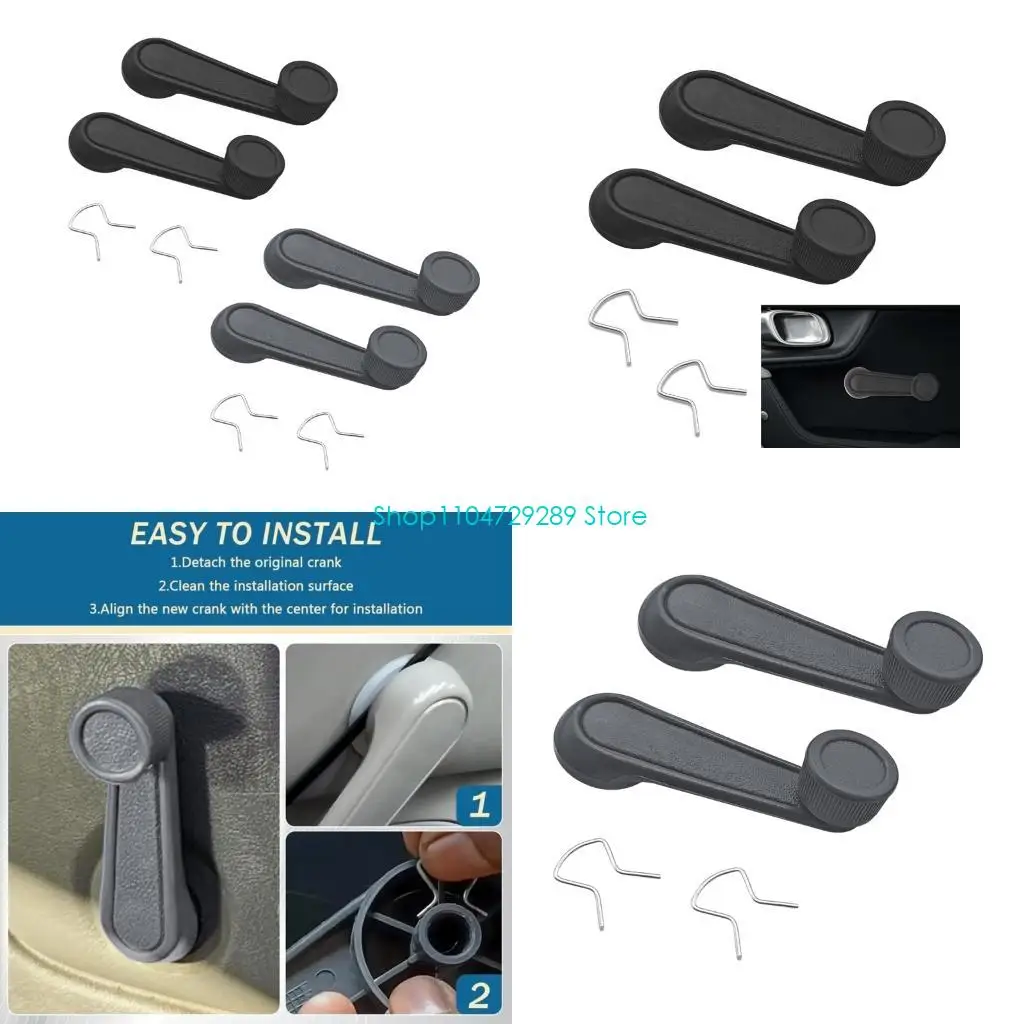 D8KE Nylon Manual Window Crank Handle Pair with Ribbed Knob Grip Use 692600102000
