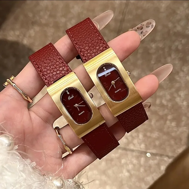 

Foreign Style Versatile Ankola Red Belt Watch Fashion Trend Rectangular Women's Watch Watch