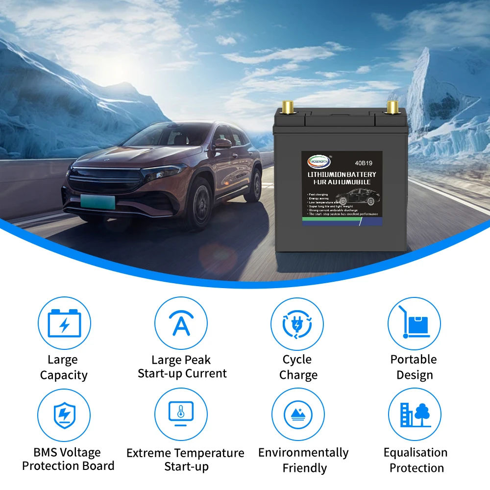 40B19 Car Battery 12.8V 20Ah CCA680 Car Starting Lifepo4 Battery Lithium Iron Phosphate Maintenance Free For Starting Automobile