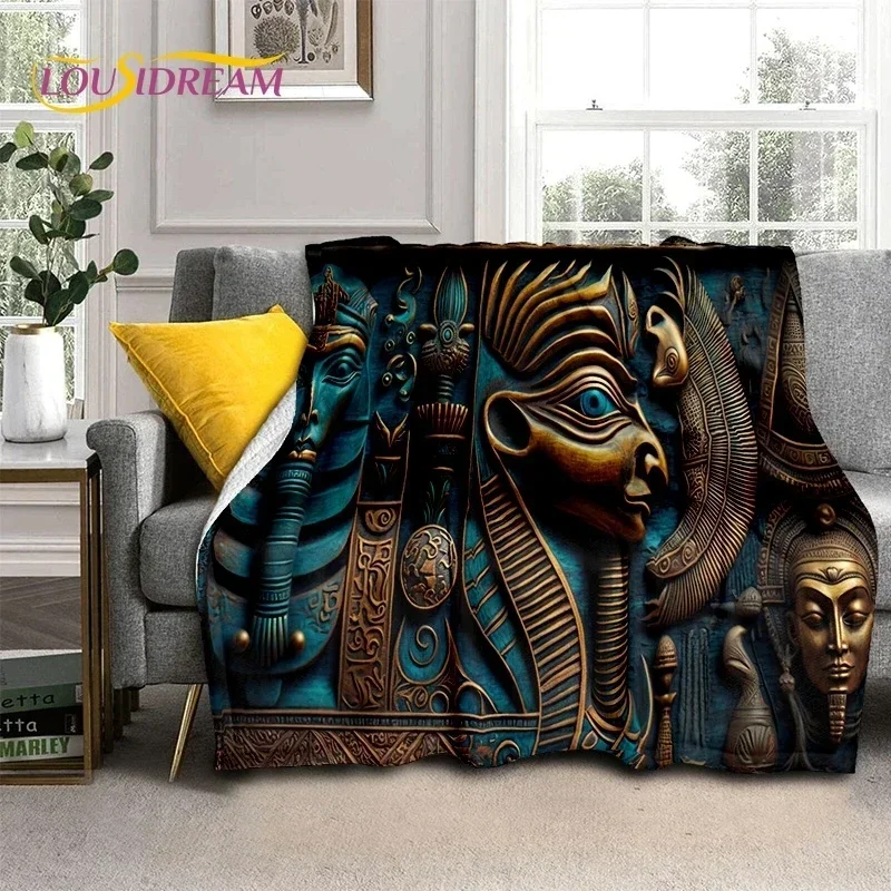 Winter Print Baby Blanket Pharaoh Hieroglyphic Egyptian Mythology Babes Carpet Keep Warm Comfortable for Sofa Bedroom