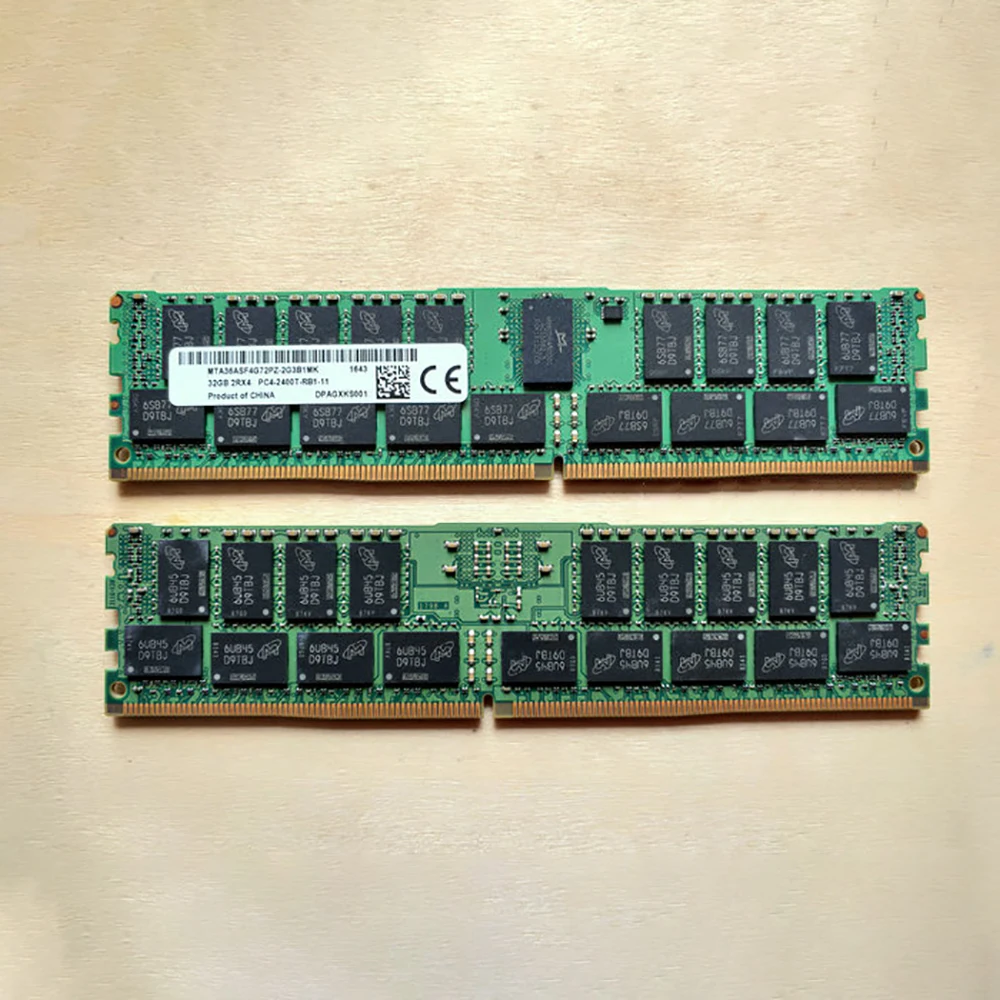 1 قطعة RAM 32 جيجابايت 32 جرام لذاكرة MT DDR4 RECC 2400 PC4-2400T 2RX4 ECC REG RDIMM جودة عالية