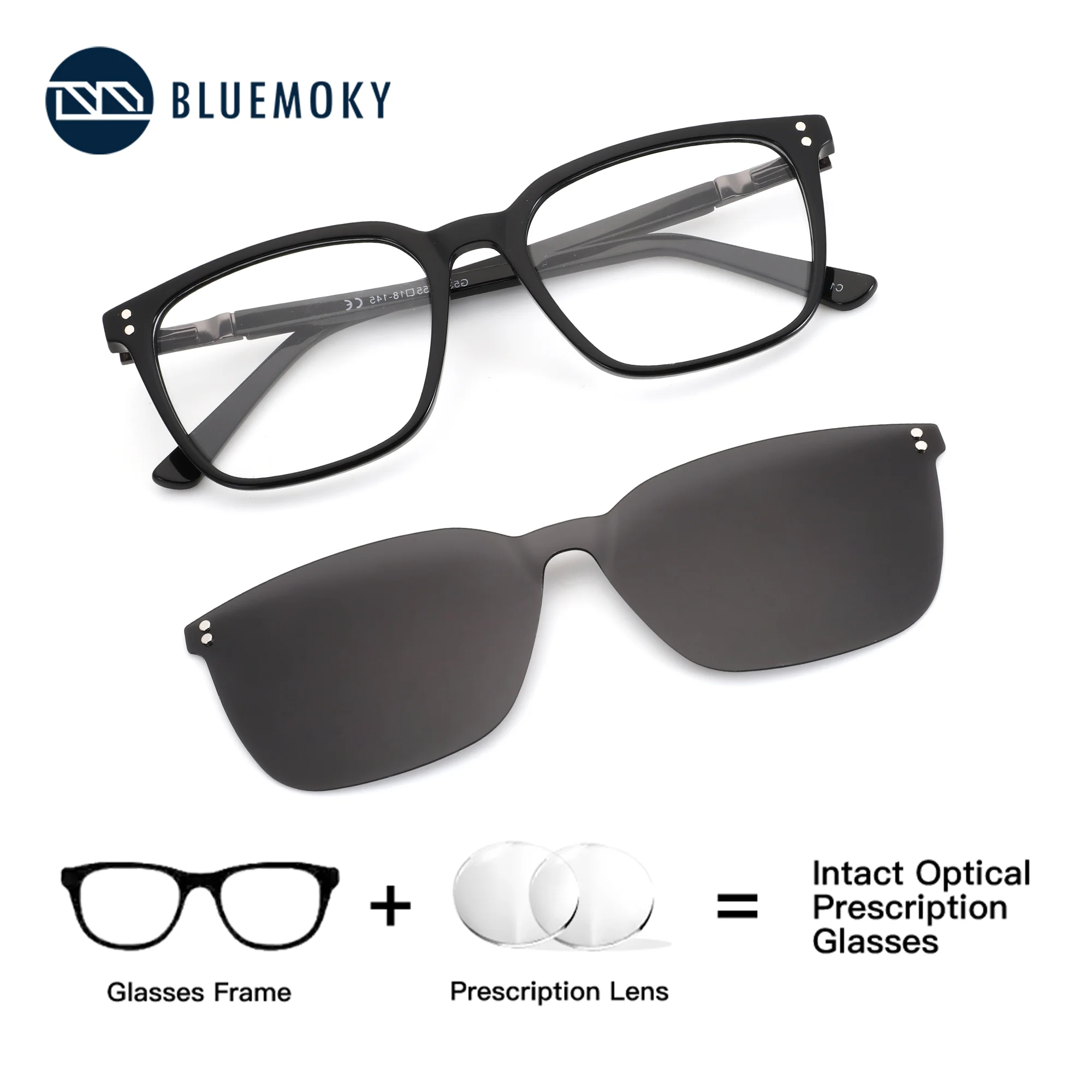 

BLUEMOKY Acetate Butterfly Square Clip Prescription Glasses,Men Progressive Myopia Lenses, Anti Blue Light Optical Eyeglasses