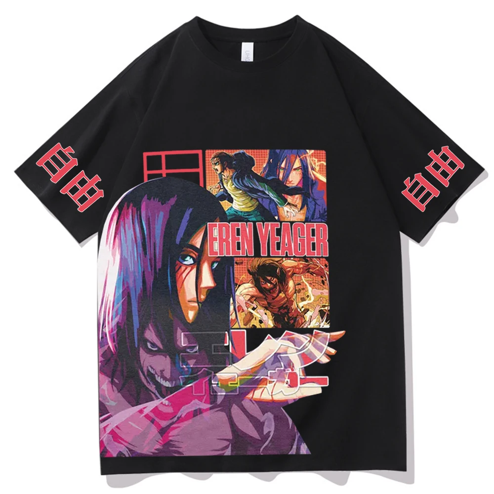 Eren Yeager Attack on Titan T-shirt Man Woman Harajuku Short Sleeve O-neck Casual Shirt Gift