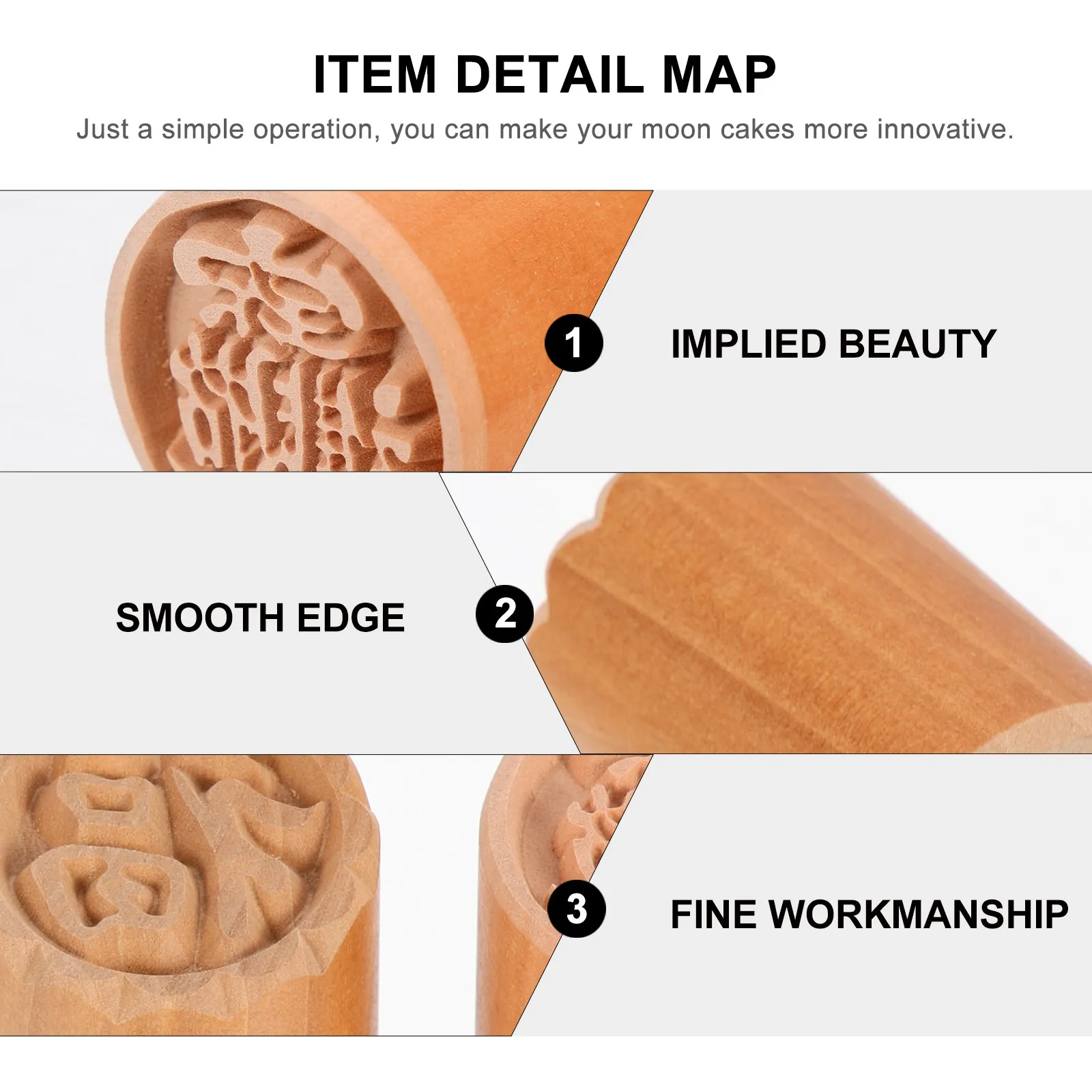 2Pcs Solid Wood Mooncake Stamping Tool Heavy-Duty Dough Press for Moon Cake DIY Baking Cookie Stamp Cake Decorating Tools Set