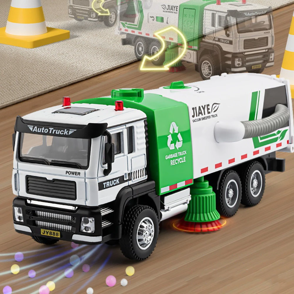 1:50 Kehrmaschine Erweiterte Muldenkipper Modell Spielzeug Metalldruckguss Sound Licht Zurückziehen Staubsauger Fahrzeug Modelle Sammlung Geschenke