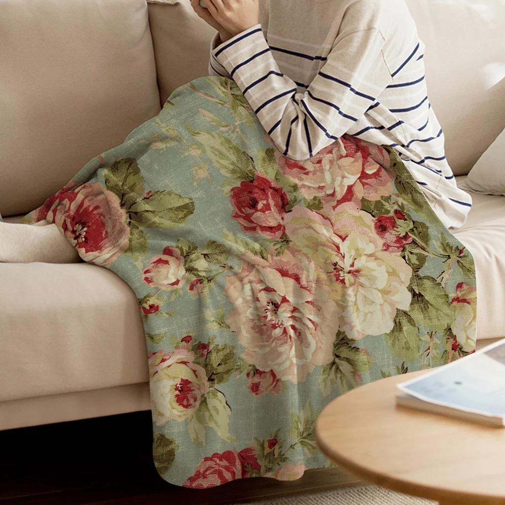 

Peony Flower Blanket Bed Cover Flannel Fleece Throws Travel Cover Wrap Personalized Durable Soft Warm Chair Hall Home Blankets