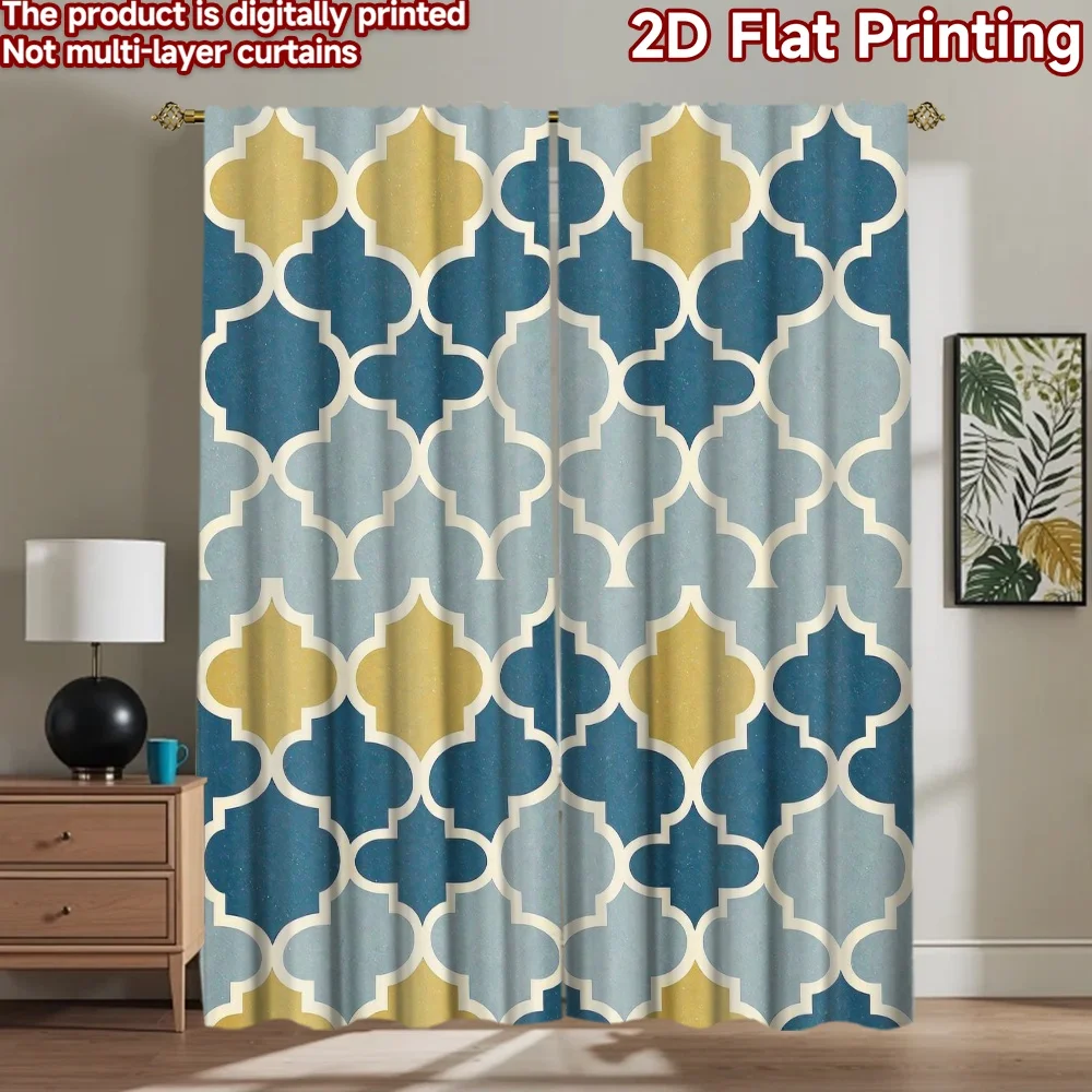 

1pc 2D flat Photography Backdrop Popular Photography Backdrop Blue and Yellow Shapes 100% Polyester Family Party Decoration Use