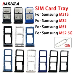 2Pcs，New Card Phone Adapter Drawer For Samsung M31S M32 M51 M52 Sim Card Reader Holder SIM Card Tray Holder Slot Parts + Pin