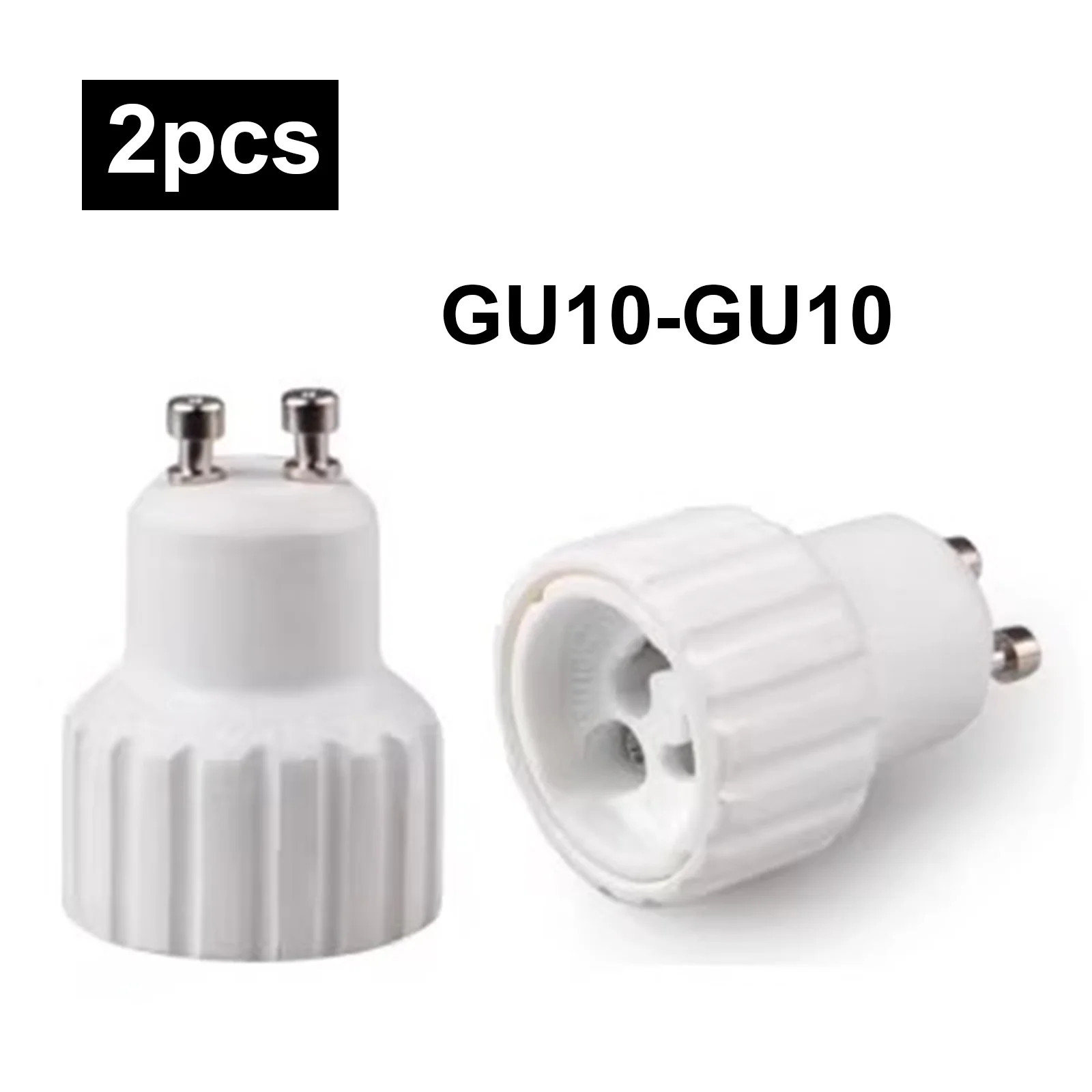 2pcs White GU10 to GU10 Lamp Adapter - Convert to LED Panel & Halogen Lights, Quick Install Socket Converter