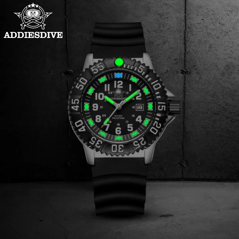 ADDIESDIVE 050s Men\'s Fashion Analog Watch 50m Waterproof Luminous Tube Nylon Sports Men Military Outdoors Quartz Men Watch