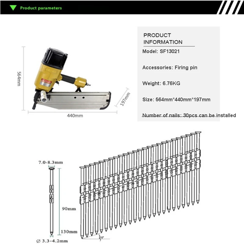 Pneumatic Nail Gun Nailer Upholstery Fix Furniture Tool Wood Frame Aluminum Nailing Machine