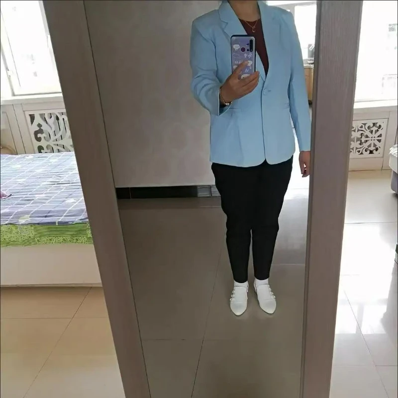 

Women's Blazer 2025 Red Long Sleeve Blazers Pockets Jackets Coat Slim Office Lady Jacket Female Tops Suit Blazer Femme Jackets