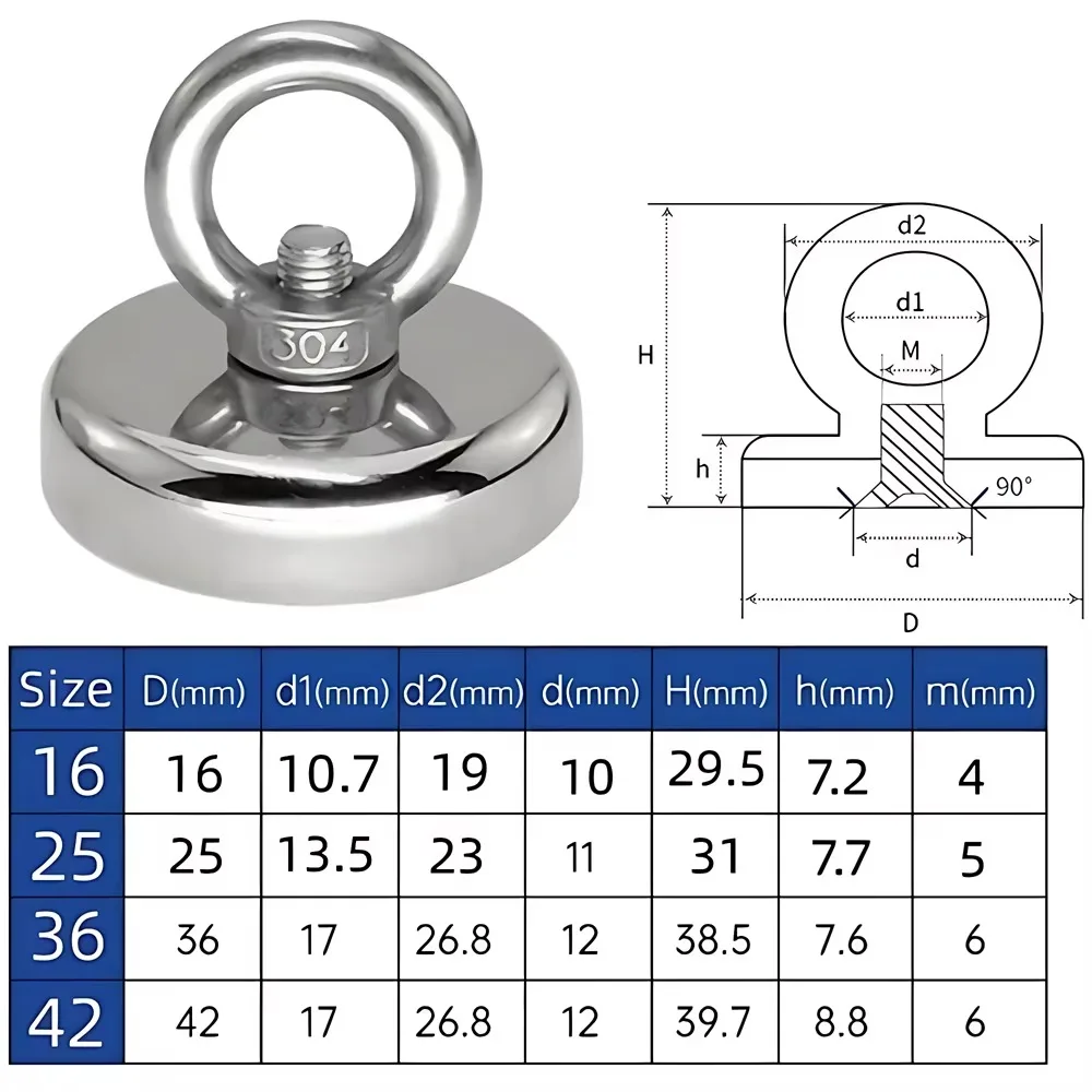 Strong Powerful Neodymium Magnets Pot With Ring Magnetic Hook Super Magnets Pulling River Equipments Holde