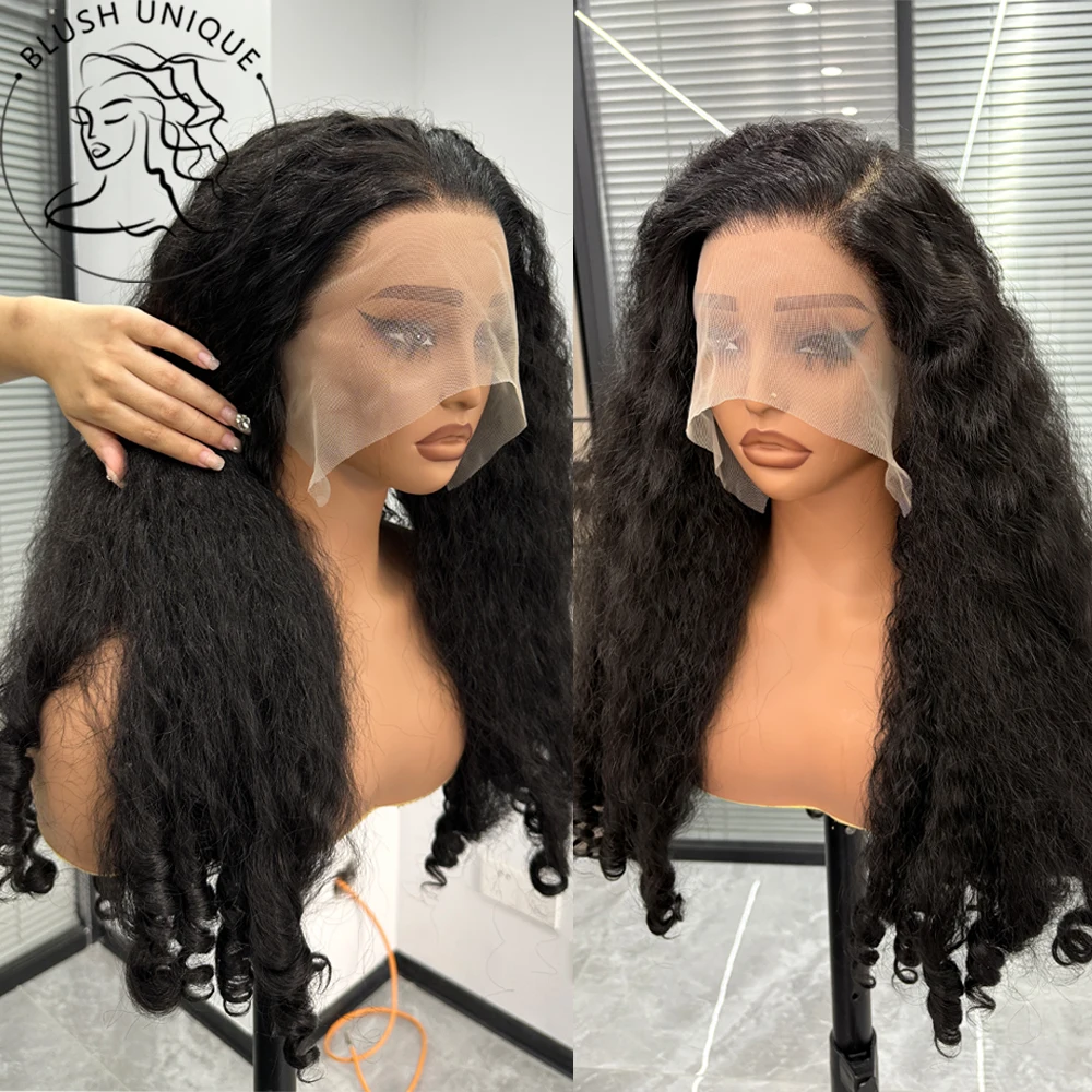 

Афро-кудрявые парики спереди, синтетические яки HD, прозрачный парик спереди, бесклеевые, странные, прямые, вьющиеся концы, надувные волосы для женщин