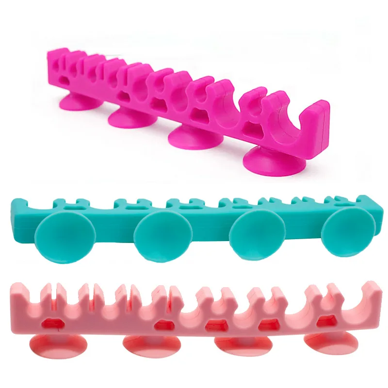 Portable Silicone Makeup Brush Storage Rack Toothbrush Holder With Suction Cup Cosmetic Brush Drying Organizer