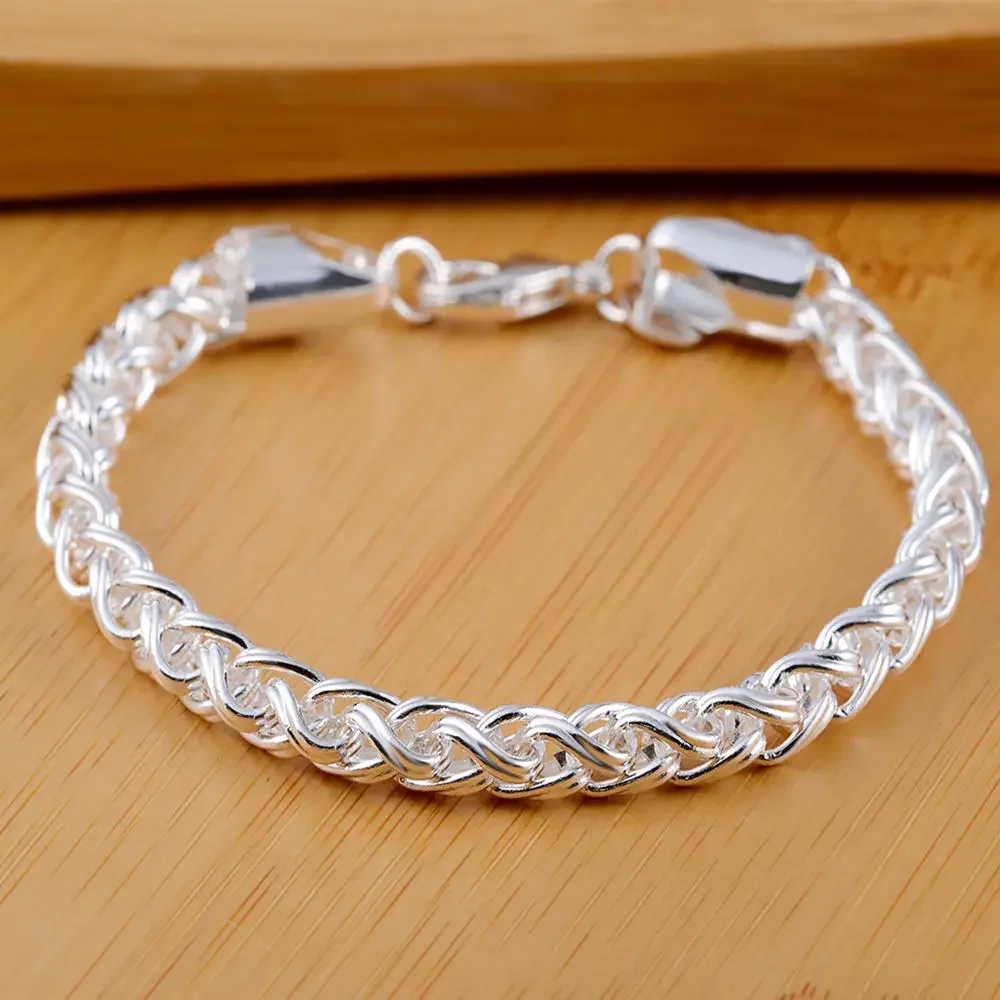 

925 Sterling Silver Bracelets 4MM circle chain for women men Wedding party Gifts high quality Fashion Jewelry