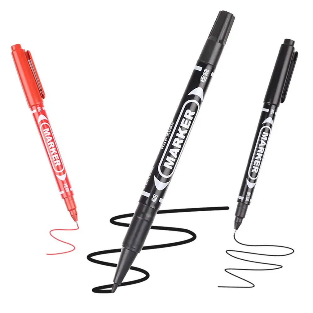 حار المزدوج فرشاة ماركر دائم الملونة المزدوج تلميح 1.5/1.0 أسود أزرق أحمر الفن الطلاء ماركر أقلام طالب مدرسة مكتب القرطاسية