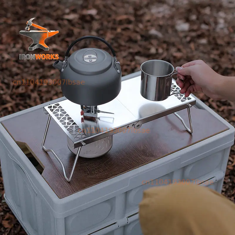 Foreign trade outdoor camping stainless steel folding table camping barbecue portable multi-functional tea table picnic flat