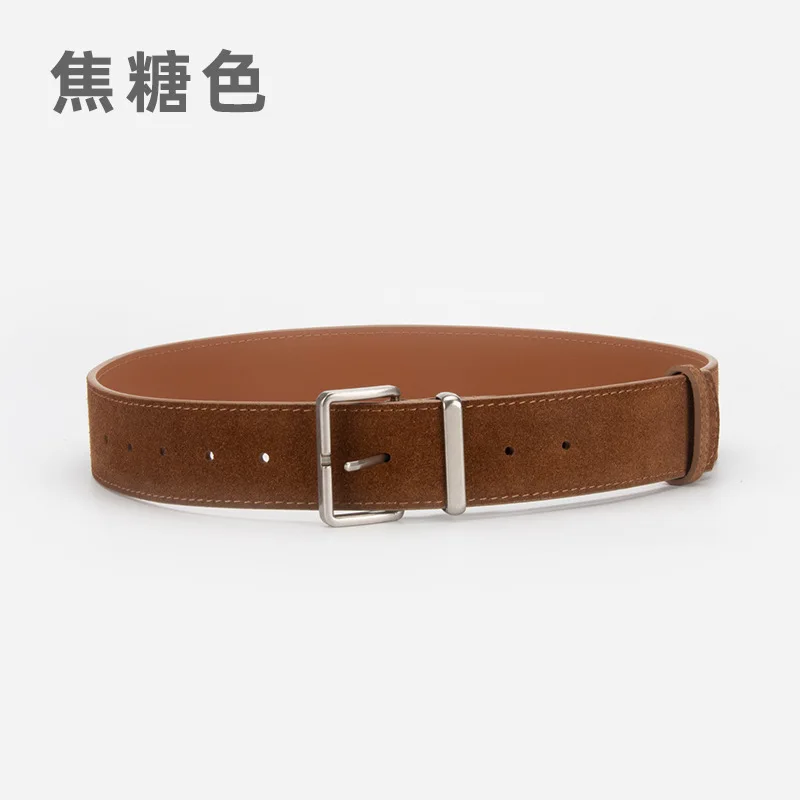 

Leather Belt Frosted Suede Belts for Women Pin Buckle Luxury Women's Belt Famous Brand Belt Women Jeans Skirt Decorative Belts