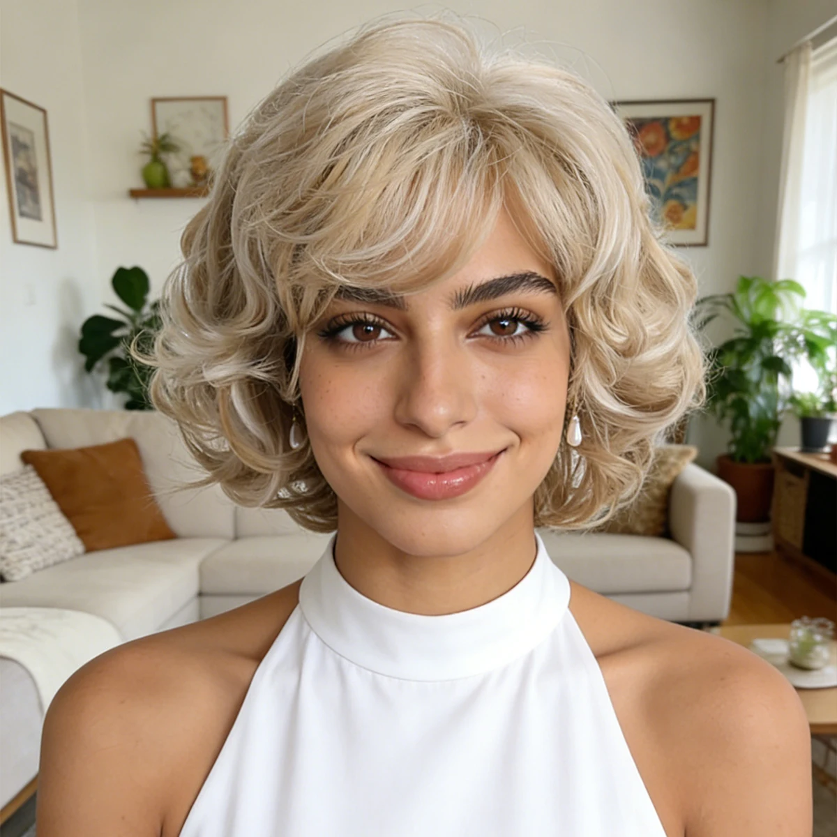 10-Inch Natural Short Curly Synthetic Wig for Women Heat Resistant Daily Party Hair Wig