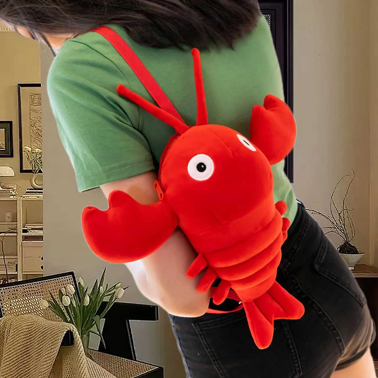 Crayfish Plush Crossbody Bag Casual Soft Novelty Animal Shaped Purse for Dating