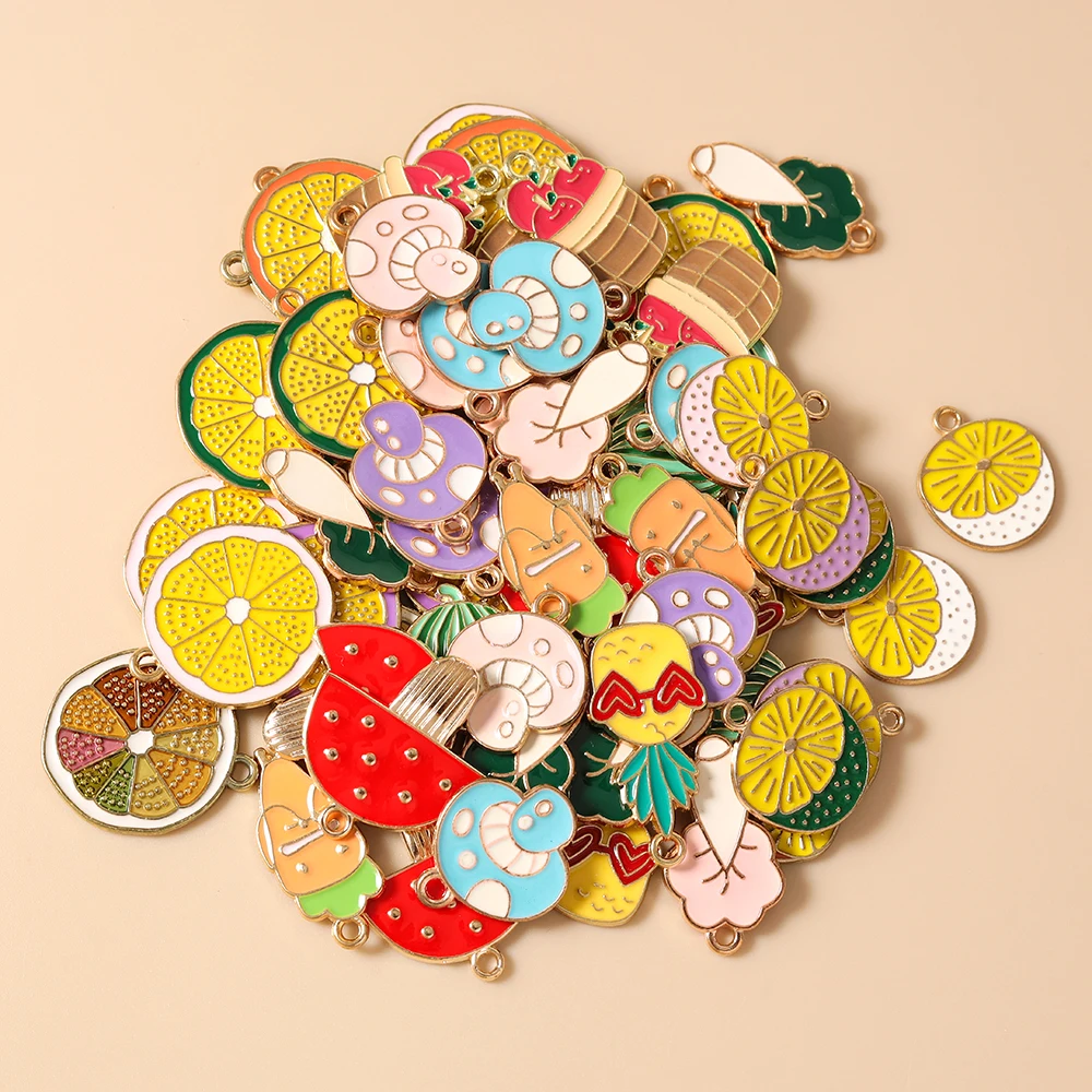 Leslie 10 Stück Niedliche Frucht-Anhänger Kohl Pilz Ananas Zitrone für DIY Ohrringe Armband Halskette Schmuckherstellung – Detail 2