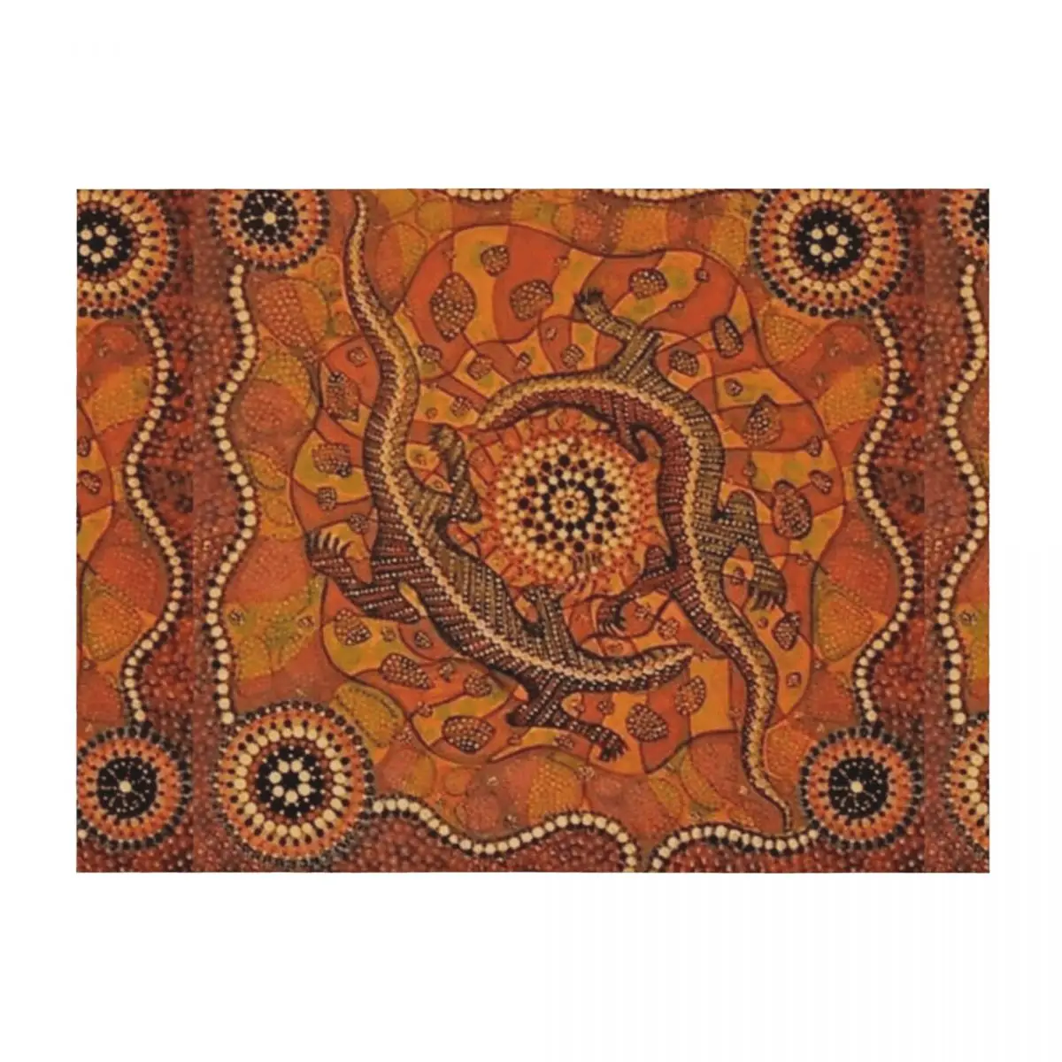 

Goanna Dreaming Throw Blanket Furrys Thins wednesday Beach Blankets