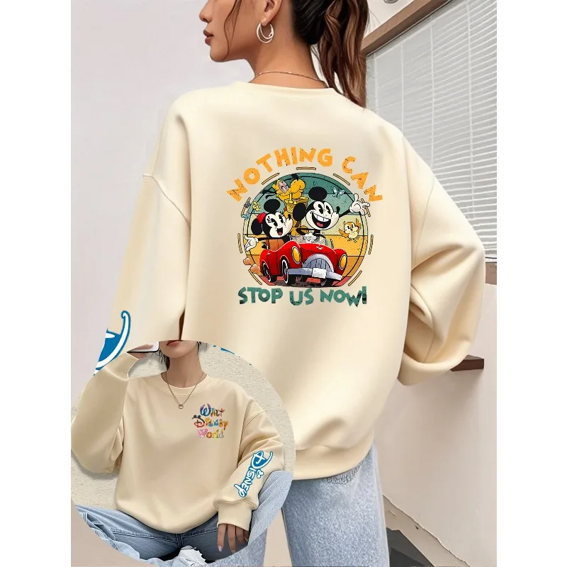 Autunno/Inverno Disney Donna Vigilia di Natale Spaventoso Stile retrò Topolino/Minnie Quattro stagioni Comoda felpa con cappuccio girocollo a maniche lunghe