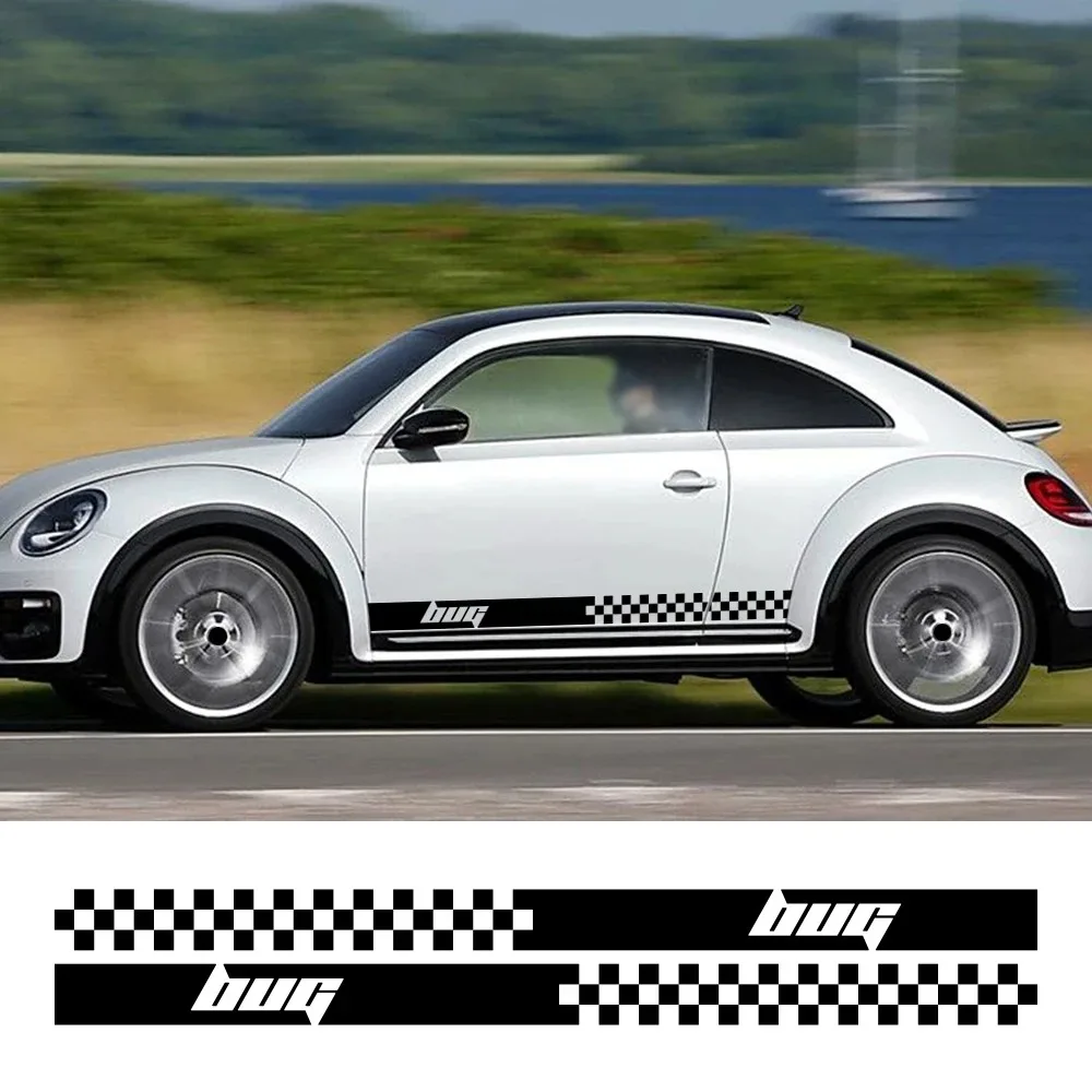 

2pcs Racing Sport Stripes For Volkswagen VW Beetle Car Door Side Skirt Sticker Auto Body Decoration Vinyl Decals Accessories