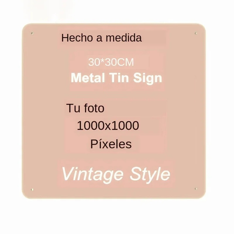 Personalized 30×30cm Square Metal Sign, Custom Photo Vintage Style Wall Art for Home, Cafe & Bar (Only Decoration)