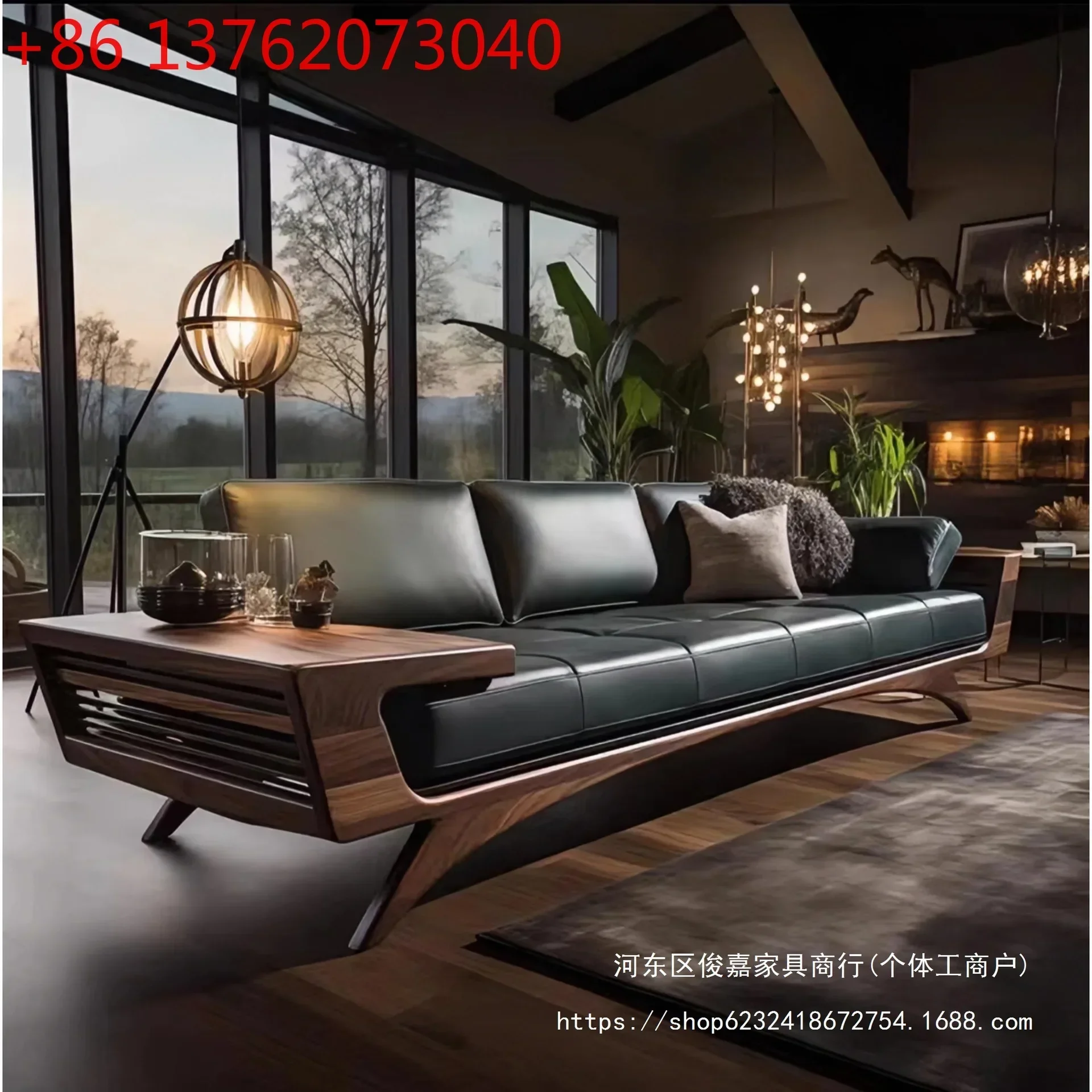 

Новый китайский диван 2026 года для гостиной, трех- или четырехместный, из массива дерева, офисный, прямой, кожаный, дизайнерский