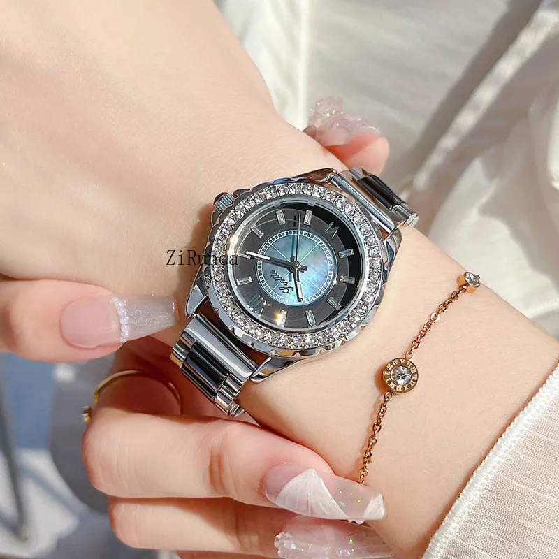 أزياء السيراميك المتخصصة الراقية ووتش حزام الصلب الكوارتز ساعة نسائية #6