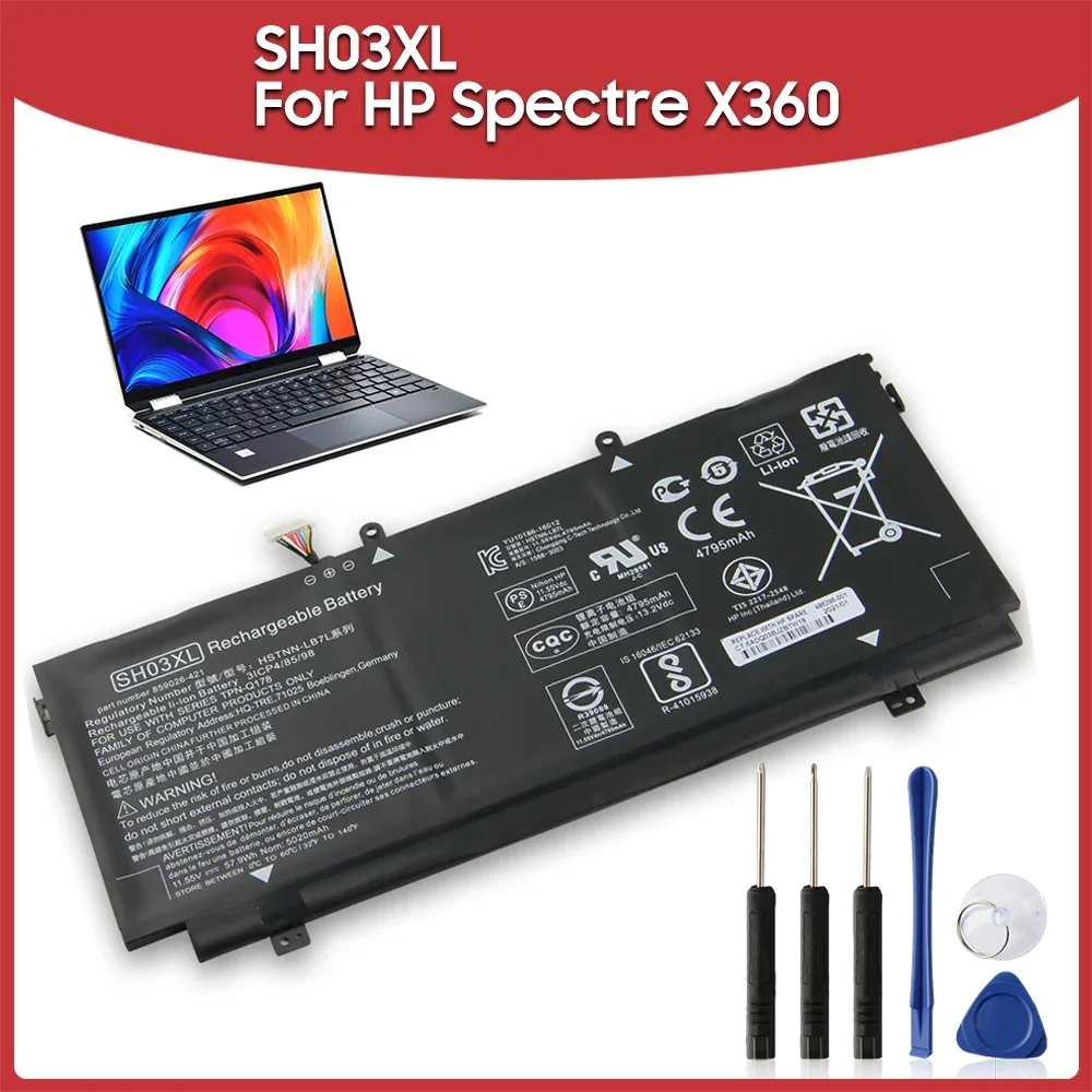 

Новая сменная батарея SH03XL Φ для HP Spectre X360 CN03XL TPN-Q178 13-W020TU 13-AC013TU 5020 мАч перезаряжаемые батареи