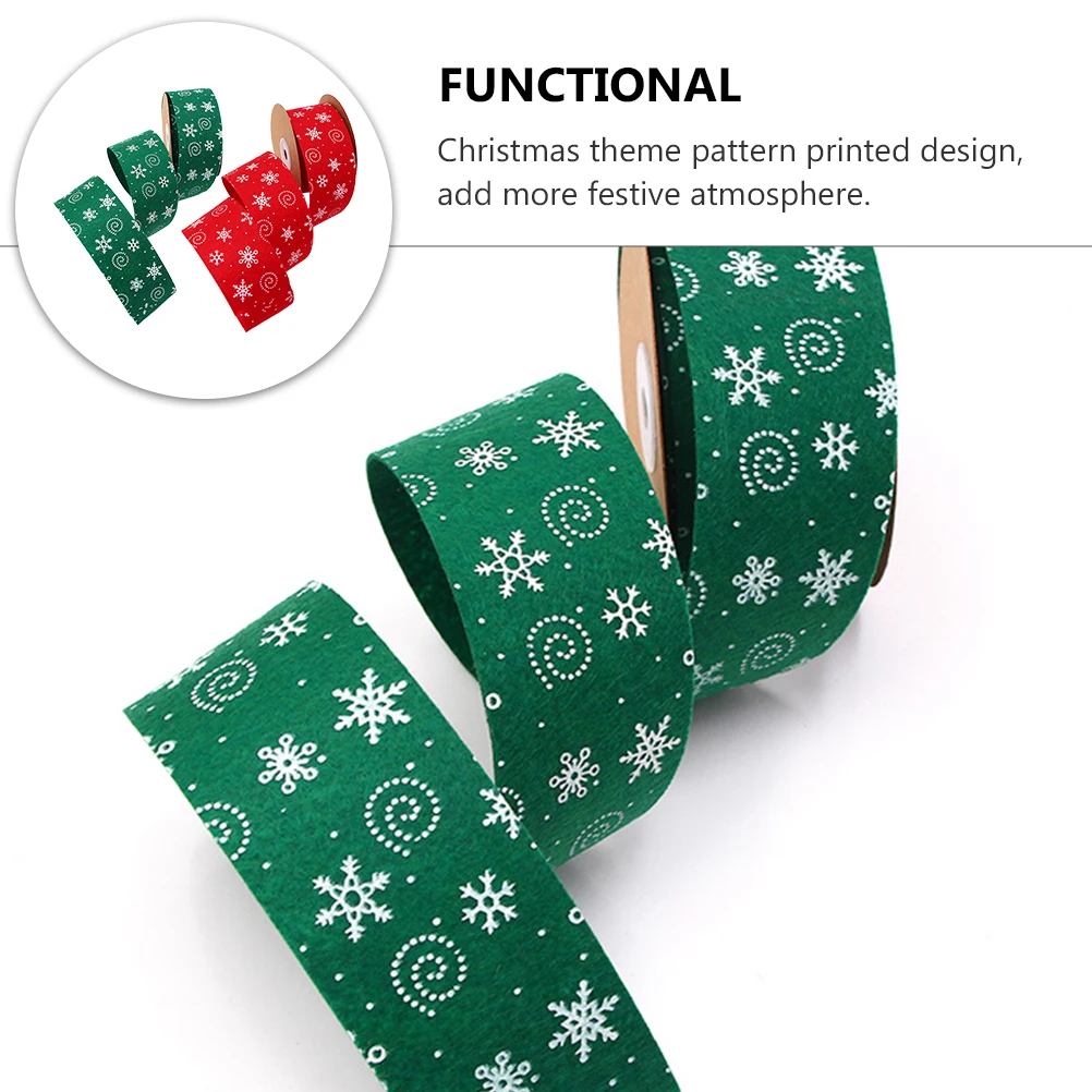 

2 Rolls Snowflake Christmas Decoration Ribbon Xmas Gift Ribbons Wreath Bow Craft Polyester DIY