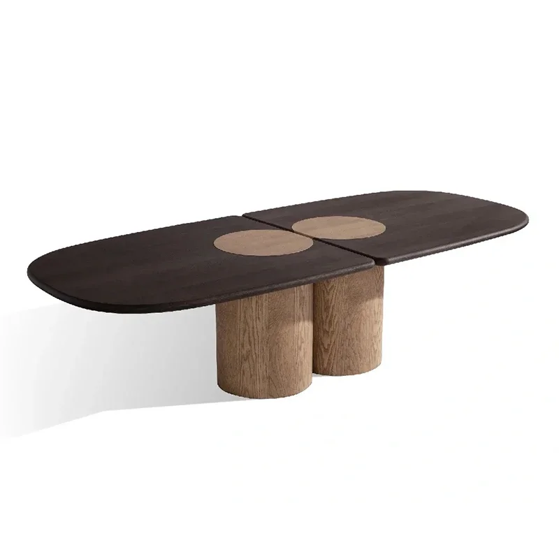 FG10Italian minimalist large apartment restaurant high-end solid wood surface dining table office conference table