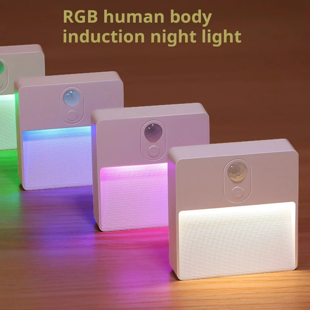 Colorful LED Smart Human Body Sensor Night Lights Emergency Automatic Lighting USB Charging Wireless Magentic Suction