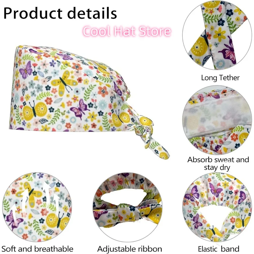 1pc Adjustable Nurse Scrub Cap with Sweatband & Built-In Absorbent Towels - Quick-Dry Hat, Lightweight 100% Polyester