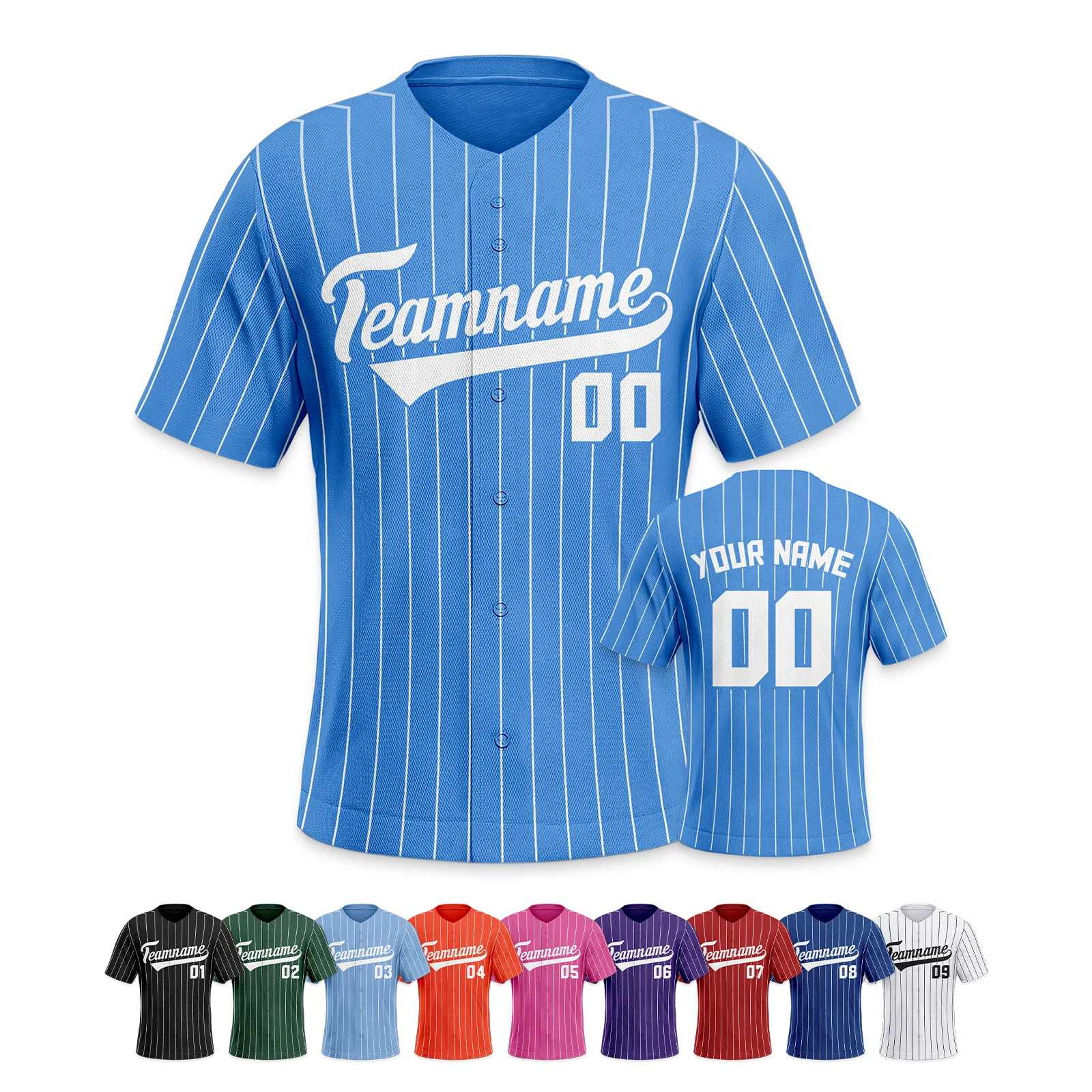 Custom Kids Pinstripe Baseball Jersey Personalized Team Name Number Button Down Baseball Shirt Youth Baseball Uniform