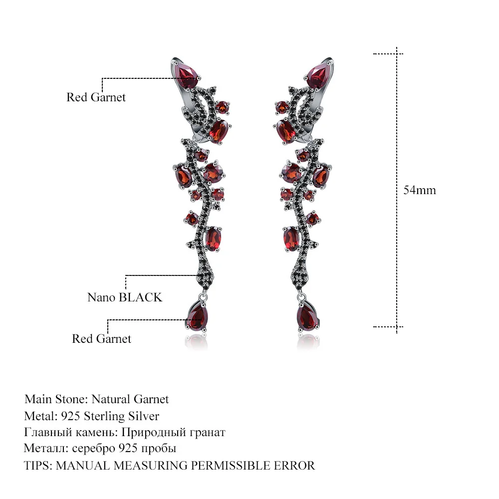 genuine Luxury brand real jewels Italian Craft Designer Premium Jewelry s925 Silver Inlaid Natural Garnet Earrings high quality