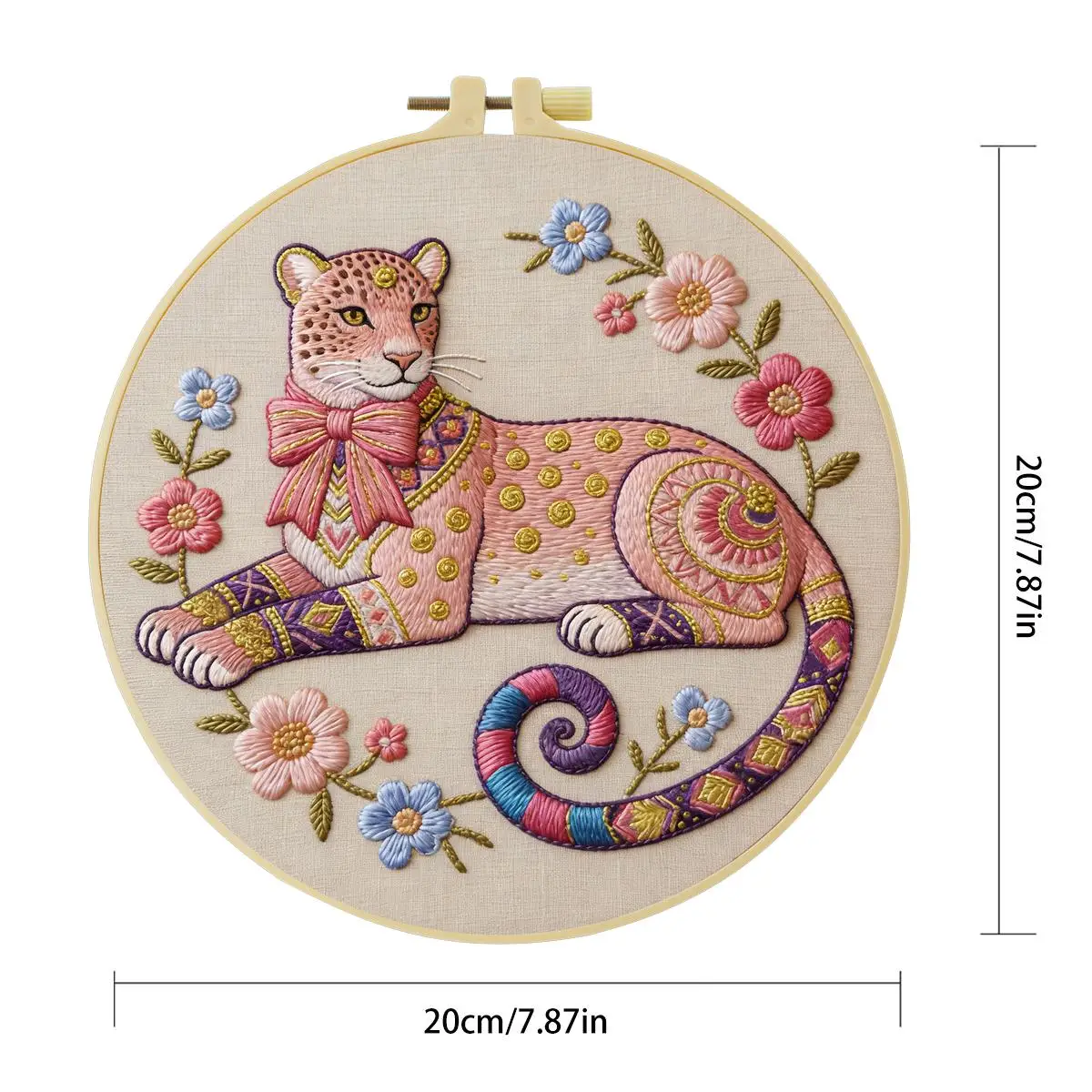 1 Stück 20X20CM/15X15CM 7,87/6,3 Zoll Leoparden-Stickerei-Starter-Kit DIY-Kit DIY-Stickerei-Set für Anfänger – Detail 3