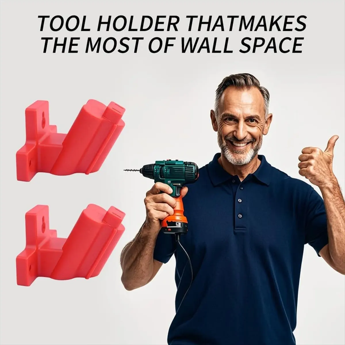 ABNH 12 Pack Tool Holder for Drill 12V,Wall Mount Plastic Tools Storage with 32 Screws for Power Tool Storage