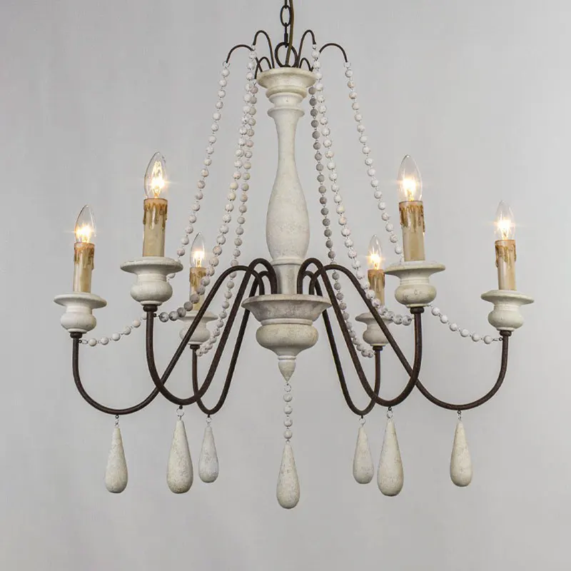 American Restaurant Pendant Lamp French Retro Loft Living Room European Villa Droplight stairs Solid