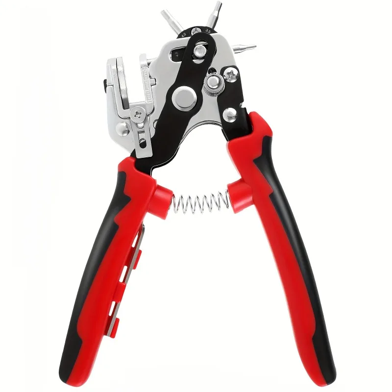 1pc Leather Hole Punch Tool Stainless Steel Belt Hole Puncher with 6 Holes Adjustable Hole Punch Tool Pliers with Leather Punch