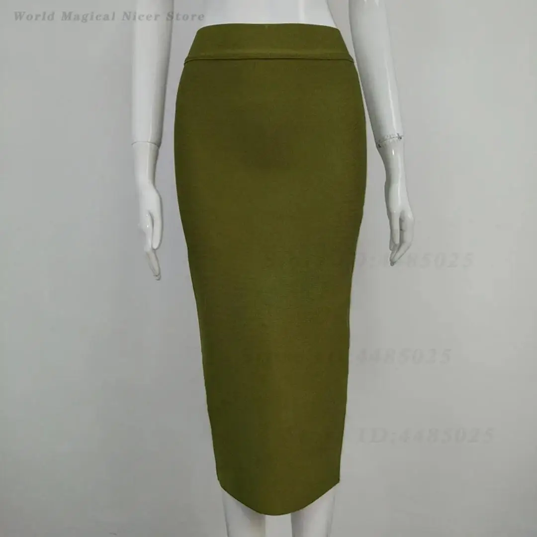 Women Elegant High Waist Stretch Bandage Midi Skirt Sexy Bodycon Pencil Skirt Slim Fit High Street Party Daily Formal Bottoms