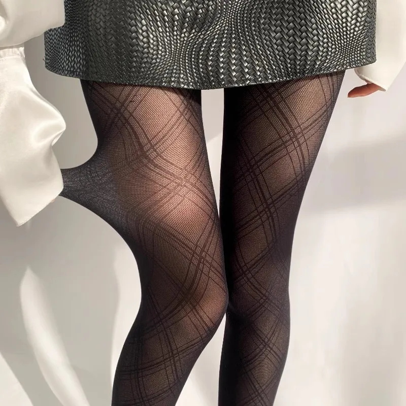 

Sexy Black Diamond Net Pantyhose Women Sheer Lace Tights Stretch Comfortable Slimming Stockings for Party Office Daily Wear
