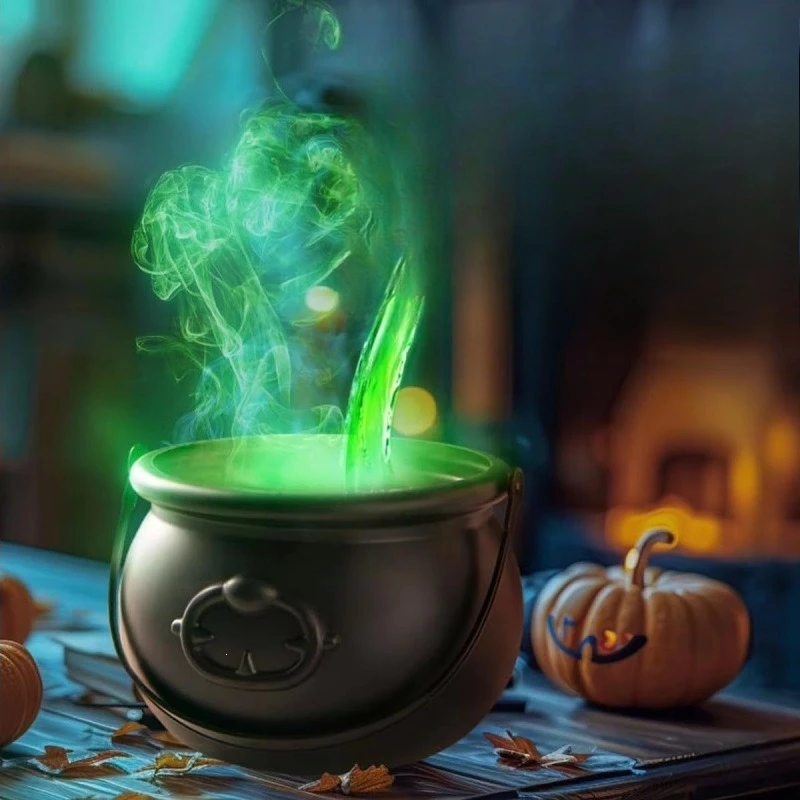 Halloween Witch Cauldron Bucket Portable Candy Storage Pot For Trick Or Treat Candy Container Haunted House Party Decor
