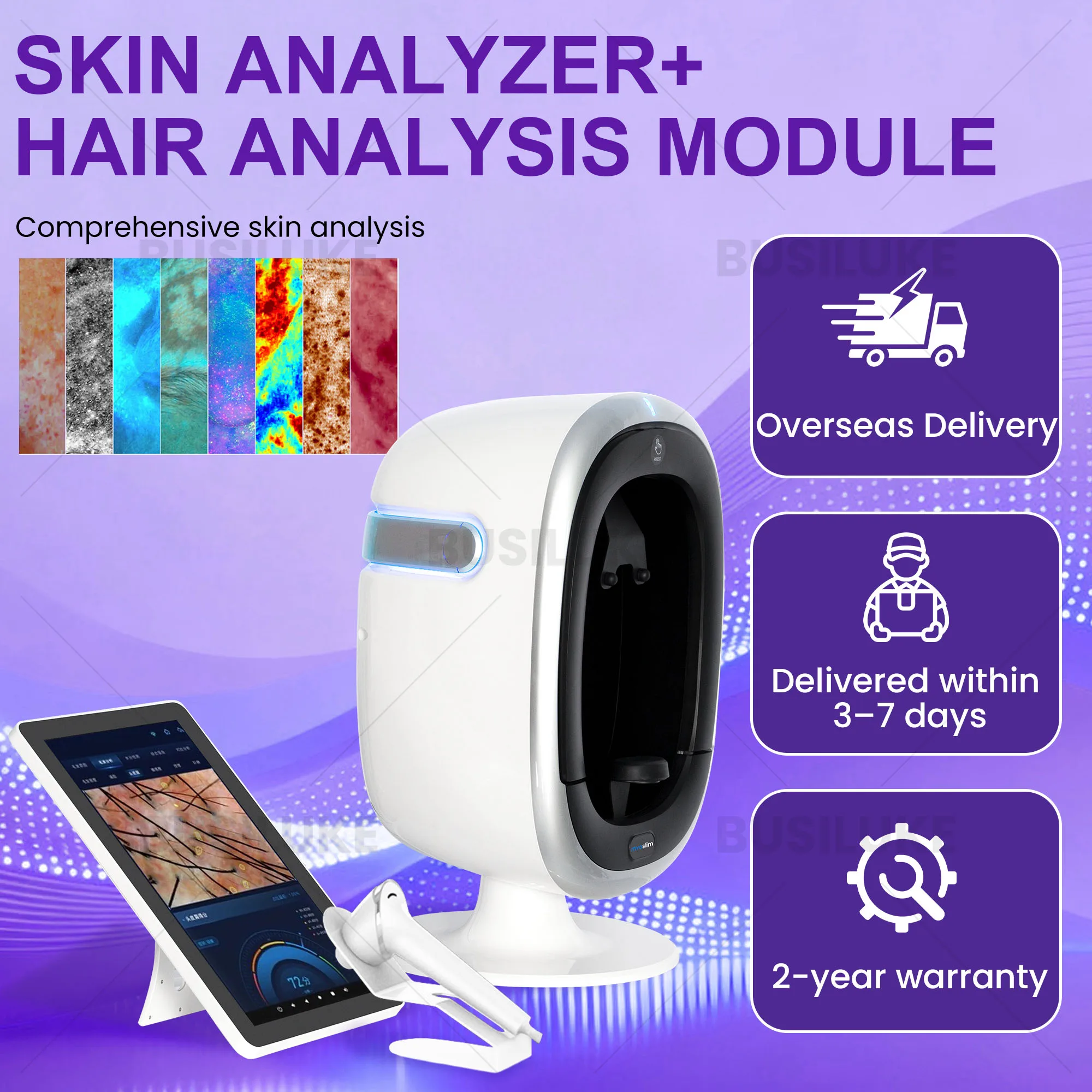 3D AI Facial Skin Analyzer 9 Light Spectrum Portable Skin Tester 15.6 inch Professional Beauty Salon Face Camera Analysis Device